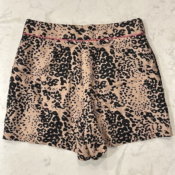 J. Crew Leopard Print Trouser Lined Linen Blend Shorts Size 6 - Picture 16 of 16